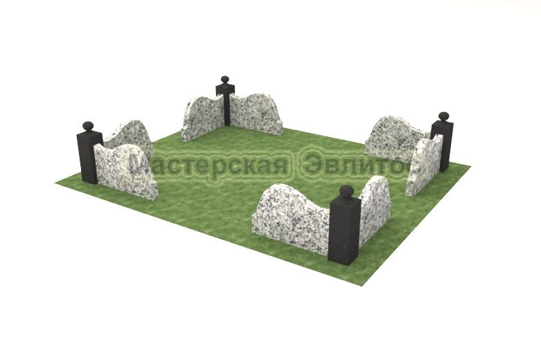Гранитная ограда №10 (серый гранит)