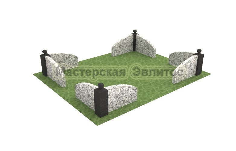 Гранитная ограда №11 (серый гранит)