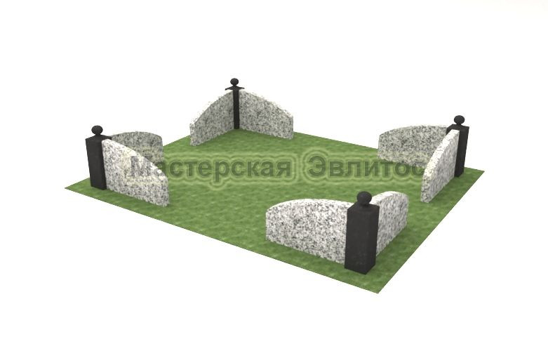 Гранитная ограда №11 (серый гранит)
