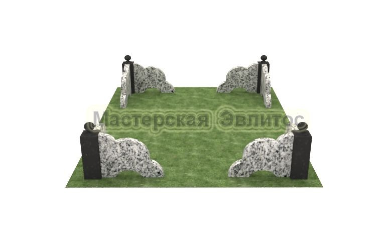 Гранитная ограда №12 (серый гранит)