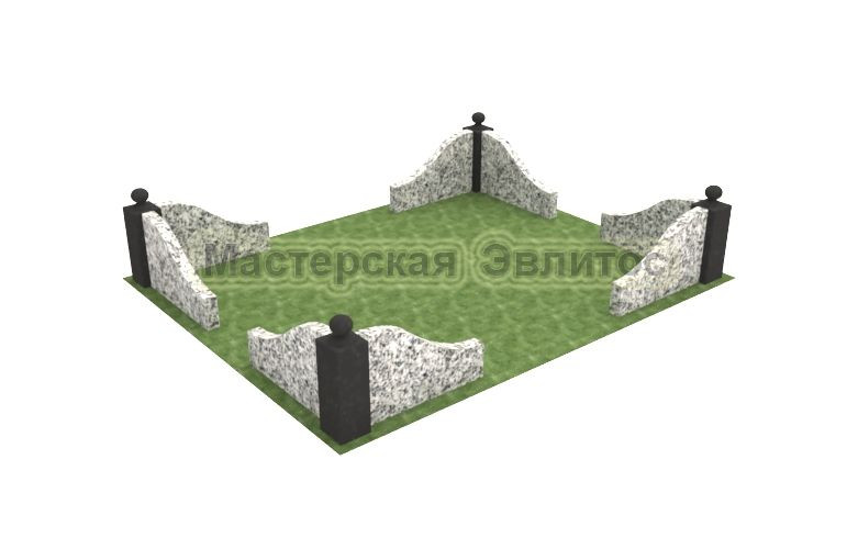 Гранитная ограда №13 (серый гранит)
