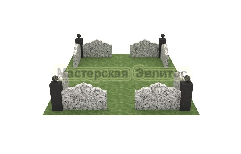 Гранитная ограда №14 (серый гранит)