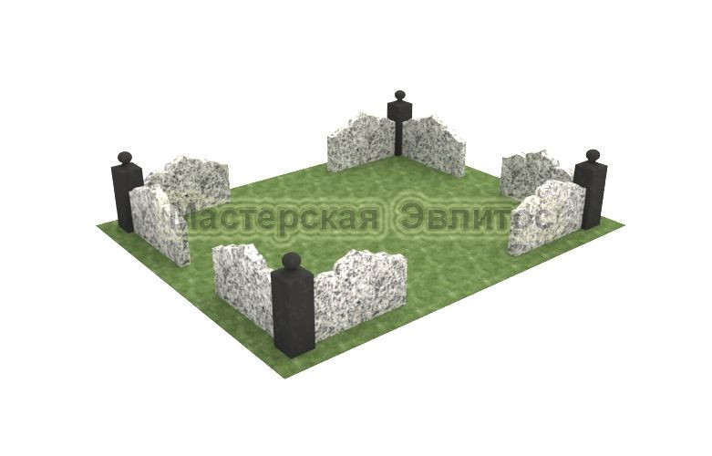 Гранитная ограда №14 (серый гранит)