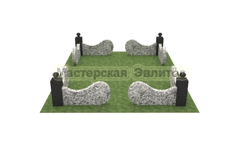 Гранитная ограда №15 (серый гранит)